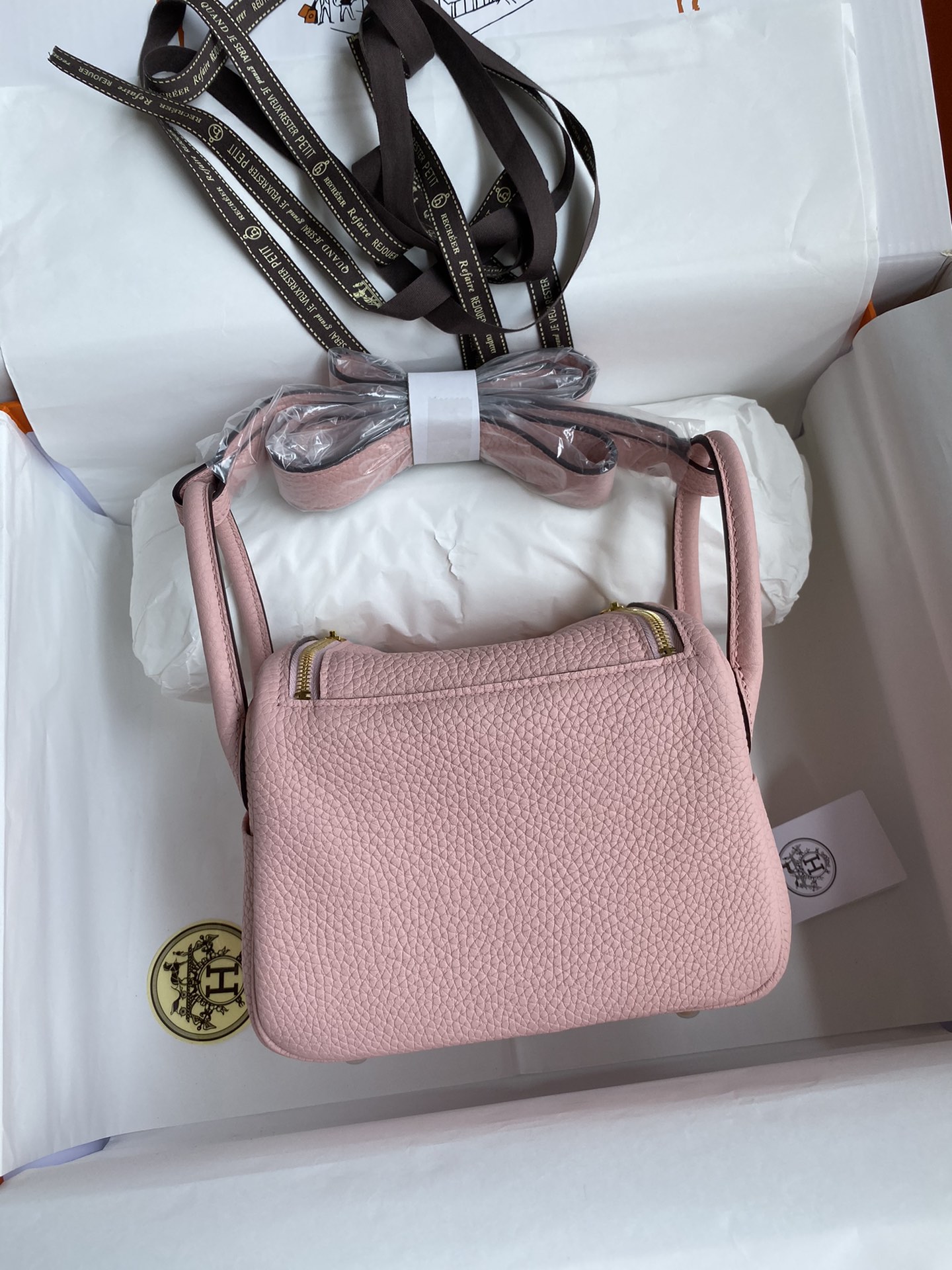 Hermes Mini Lindy 19cm Handbag Shoulder Bag In Pink Clemence Leather